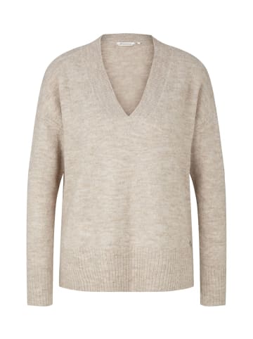 TOM TAILOR Denim Pullover COSY V-NECK in Beige