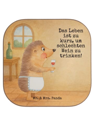 Mr. & Mrs. Panda Untersetzer für Gläser Igel Wein Design mit Spruch in Weiß