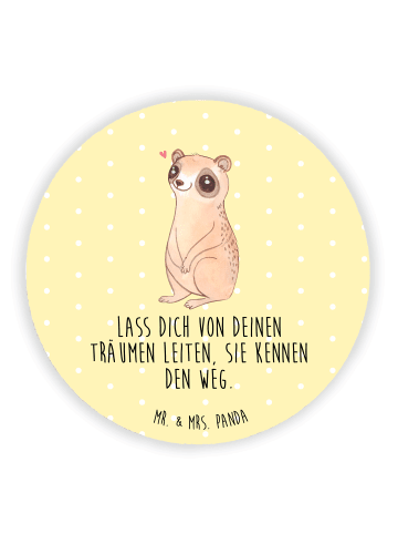Mr. & Mrs. Panda Rund Magnet Plumplori Glücklich mit Spruch in Gelb Pastell