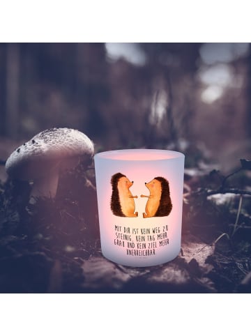 Mr. & Mrs. Panda Windlicht Glas Igel Liebe mit Spruch in Transparent