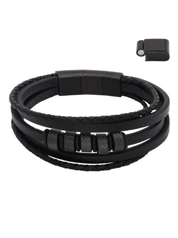 Steel_Art Herrenarmband Lederarmband Casper in Schwarz