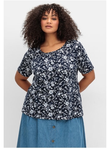 sheego Kurzarmshirt in marine gemustert