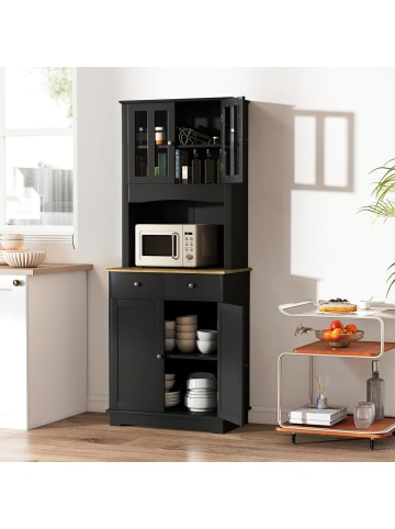 COSTWAY Küchenschrank 170 cm in Schwarz