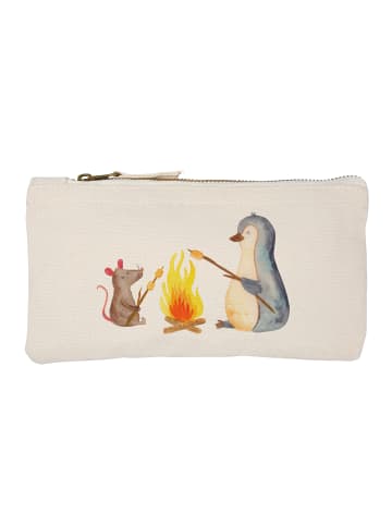 Mr. & Mrs. Panda Schminktasche Pinguin Lagerfeuer ohne Spruch in Weiß