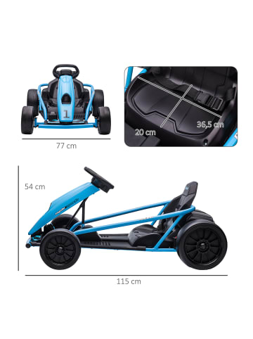 HOMCOM Kinder Elektroauto Gokart 8-12 Jahre Blau