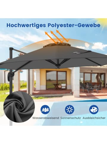 COSTWAY Sonnenschirm 300 x 300cm drehbar in Grau