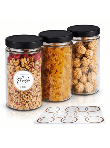 Räuberella Vorratsgläser 3er Set mit Etikettenvorlagen in Transparent - 720 ml