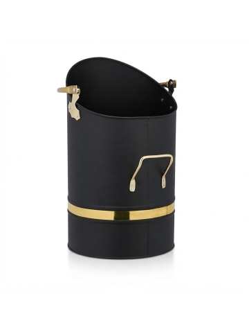 relaxdays Kohlenschütte in Schwarz/ Gold - (H)40 x Ø 23 cm