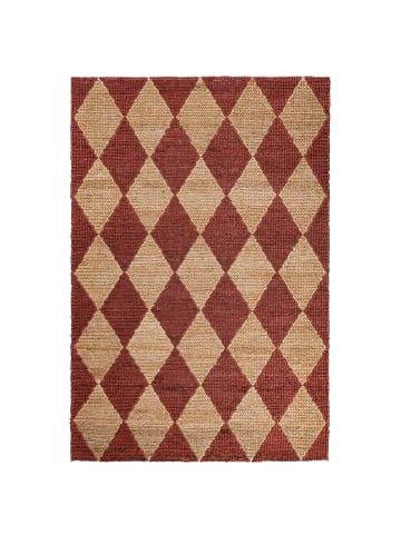 KADIMA DESIGN Teppich Jute Flachgewebe Rauten Muster, Wohnzimmer in Terrakotta