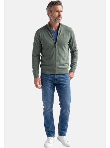 Redmond Strickjacke Basic in Dunkelgrün / dunkelgrau