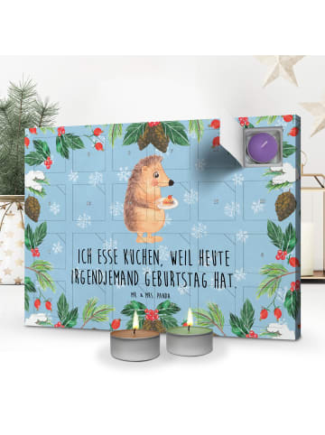 Mr. & Mrs. Panda Kerzen-Adventskalender Igel Kuchenstück mit Spruch in Eisblau