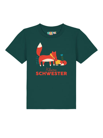 wat? Apparel T-Shirt Fuchs Kleine Schwester in Dunkelgrün