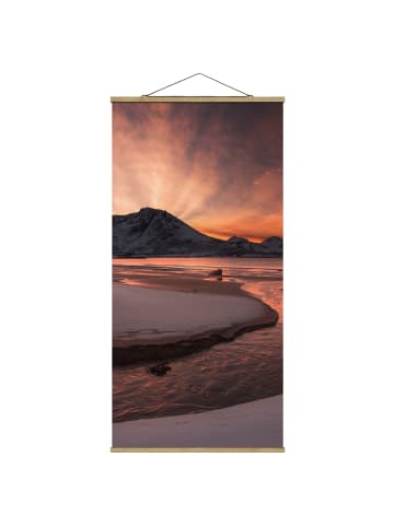 WALLART Stoffbild mit Posterleisten - Goldener Sonnenuntergang in Rot