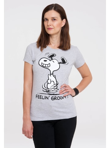 Logoshirt T-Shirt Snoopy – Feelin' Groovy! in grau-meliert