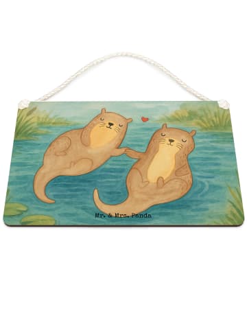 Mr. & Mrs. Panda Wandbild Holz Otter Hände halten Design ohne Sp... in Weiß