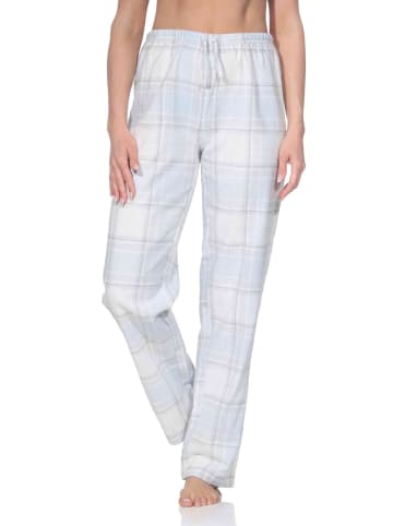 NORMANN Flanell Schlafanzughose Pyjama Kariert in hellblau