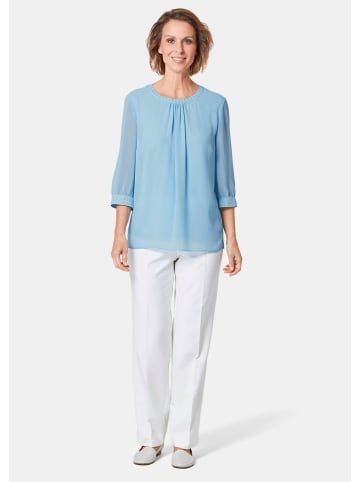 GOLDNER Kurzgröße:  Bluse aus Chiffon mit Glitzersteinen in eisblau