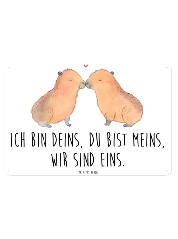 Mr. & Mrs. Panda Blechschild Capybara Liebe mit Spruch in Weiß