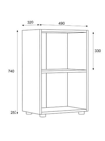 ebuy24 Büroregal Ulas2 2 Weiß 49 x 32 cm