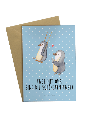 Mr. & Mrs. Panda Beileidskarte Pinguin Oma schaukeln mit Spruch in Blau Pastell