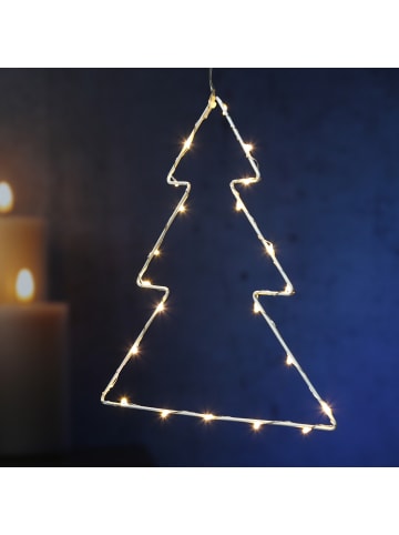 MARELIDA LED Baum Metallbaum hängend H: 24cm in weiß