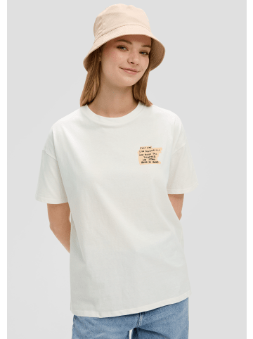 QS T-Shirt kurzarm in Creme