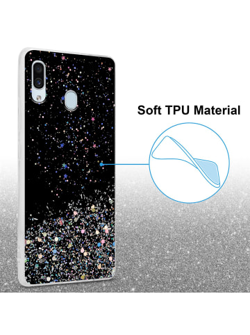 cadorabo Hülle für Samsung Galaxy A40 Glitter in Schwarz mit Glitter