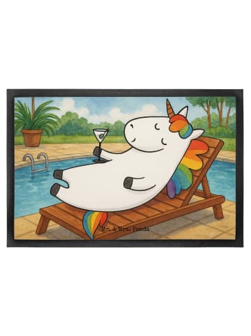 Mr. & Mrs. Panda Schmutzmatte Einhorn Blümchentail Design ohne Spruch in Weiß