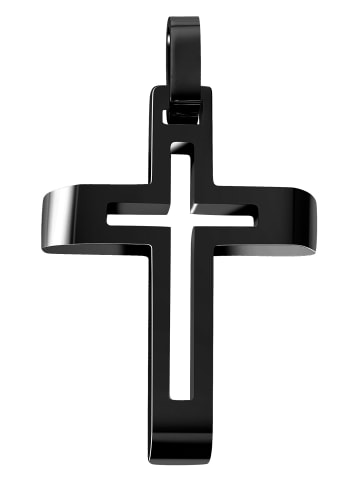 Adeliás Herren Anhänger – Kreuz Kreuzanhänger aus Edelstahl in schwarz