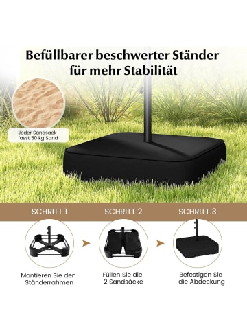 COSTWAY Doppelsonnenschirm mit Ständer 400x200cm in Rot