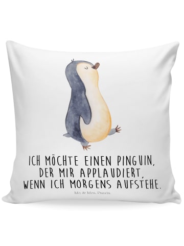 Mr. & Mrs. Panda zier kissen Pinguin mHerzieren mit Spruch in Weiß