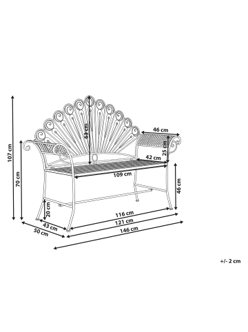 Beliani Gartenbank PAVIA in Weiß - (W) 146 x (H) 107 x (L) 50 cm