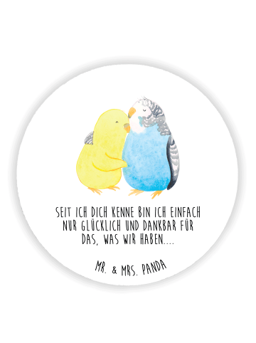 Mr. & Mrs. Panda Rund Magnet Wellensittich Liebe mit Spruch in Weiß