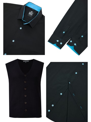 Rusty Neal Hemd mit Weste in Schwarz / Türkis