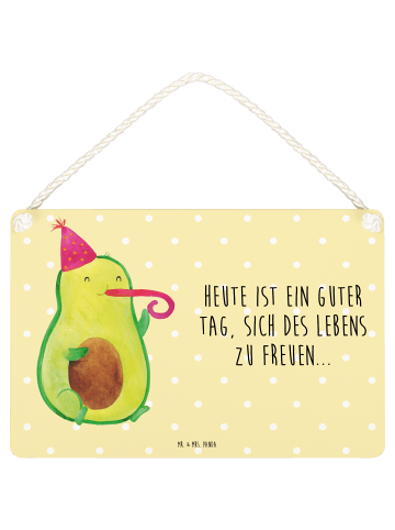 Mr. & Mrs. Panda Schild Avocado Feier mit Spruch in Gelb Pastell