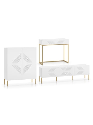 Feldmann-Wohnen Wohnzimmer-Set 3-teilig Clearing weiß / gold 362 / 40 / 120cm