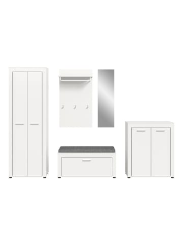 ebuy24 Garderobenmöbelset Jam (6-teilig) Weiß 285 x 35 cm