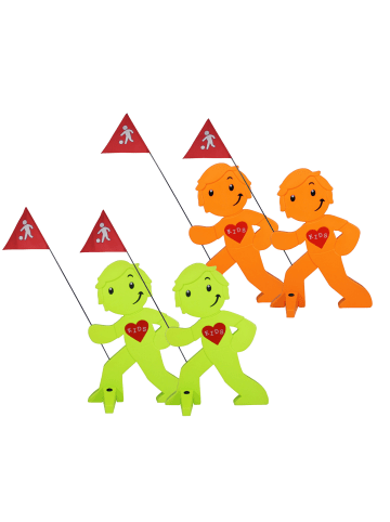 StreetBuddy StreetBuddy Warnfigur für Kindersicherheit in Grün und Orange, 4-er Pack
