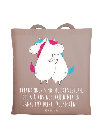 Mr. & Mrs. Panda Tragetasche Freundinnen Schwestern mit Spruch in Braun Pastell