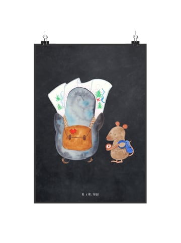 Mr. & Mrs. Panda Poster Pinguin & Maus Wanderer ohne Spruch in Kreidetafel