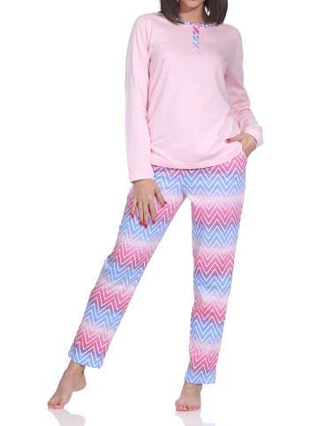NORMANN Langarm Schlafanzug Pyjama Übergröße in rosa
