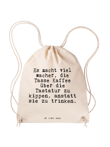 Mr. & Mrs. Panda Baumwolltasche Es macht viel wacher,... mit Spruch in Creme