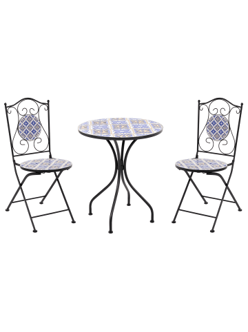 Beliani 3-tlg Bistro Set SIPONTO in Weiß/Blau/Schwarz