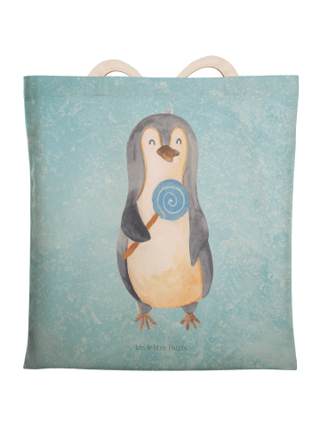 Mr. & Mrs. Panda Einkaufstasche Pinguin Lolli ohne Spruch in Eisblau