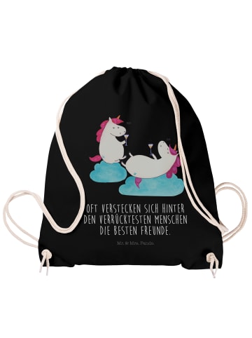 Mr. & Mrs. Panda Jutebeutel Einhorn Sekt mit Spruch in Schwarz