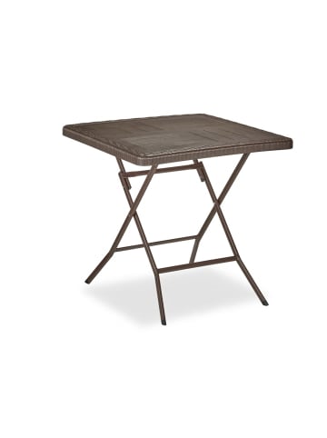 relaxdays Gartentisch "Holzoptik" in Braun - (B)78 x (H)74 x (T)78 cm