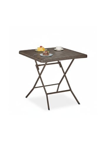 relaxdays Gartentisch "Holzoptik" in Braun - (B)78 x (H)74 x (T)78 cm
