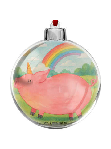 Mr. & Mrs. Panda Weihnachtskugel Einhorn Schwein Design ohne Spruch in Weiß
