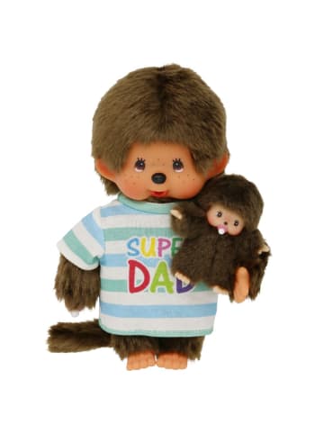 Monchhichi Super Dad mit Kind | 20 cm | Monchhichi Puppe | Junge | Papa mit Baby