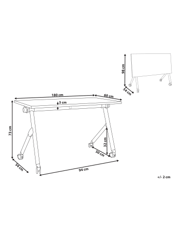Beliani Zusammenklappbarer Schreibtisch BENDI in Braun/Schwarz